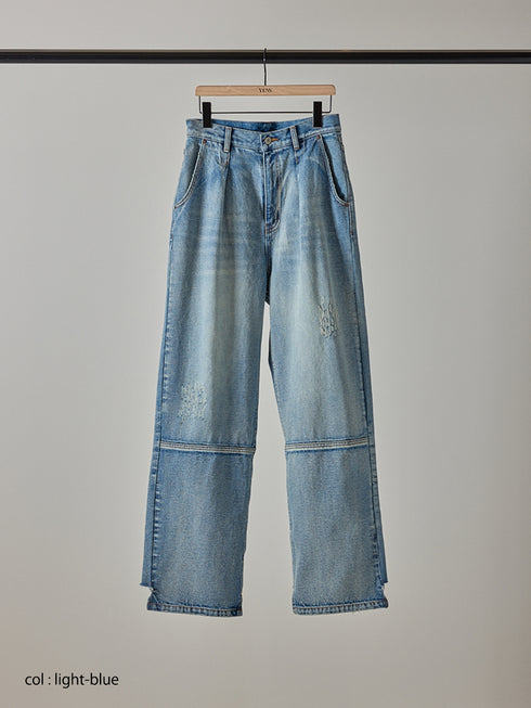 HIGH RISE TUCK WIDE PANTS /Y253-31101